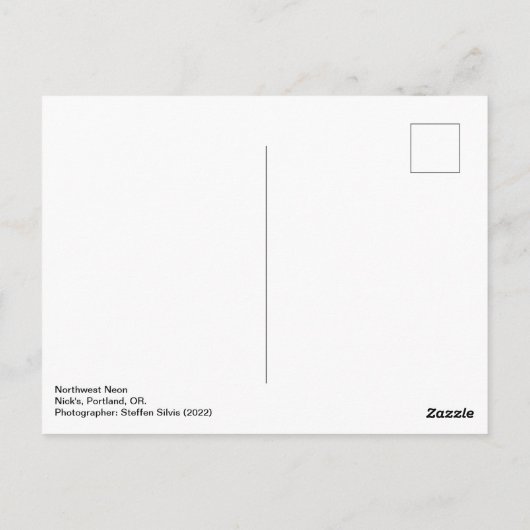 Northwest Neon : le Nick's. Carte postale (Dos)