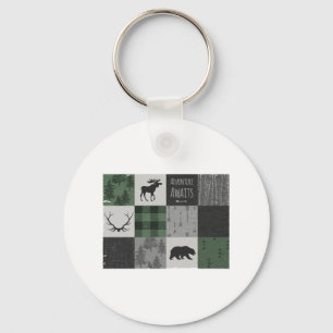 Northwood Adventure Patchwork - grijs en groen Sleutelhanger