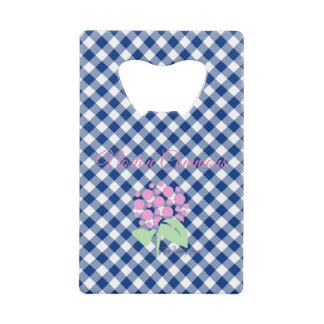 Norton commons blauwe gingham flesopener kredietkaart flessenopener