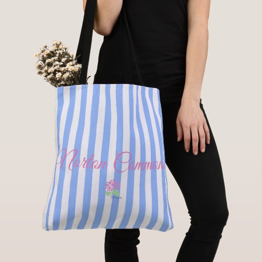 Norton Commons blauwe streep canvas tas (Dichtbij)