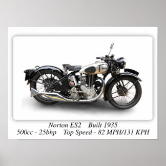 Norton ES2 Motorcycle - A3 Taille Imprimer Poster