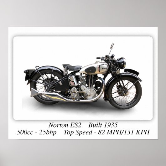 Norton ES2-motorfiets - A3-formaat AfdrukPoster Poster (Voorkant)