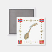 Norvège Carte + Indicateurs Magnet (Recto/Verso)