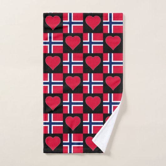 Norvège Drapeau et Motif de coeur Norwegian Pride (Serviette à main)