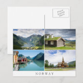 Norvège paysages collage texte carte postale (Devant / Derrière)