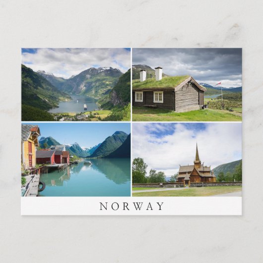 Norvège paysages collage texte carte postale (Devant)