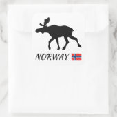 Norway Elk and Flag Vierkante Sticker (Tas)