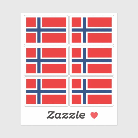 Norway Flag Sticker Collection – Pack of 6  (Feuille)