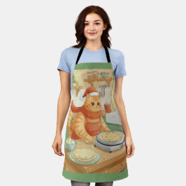 Norwegian Cat Making Christmas Lefse, Apron Schort