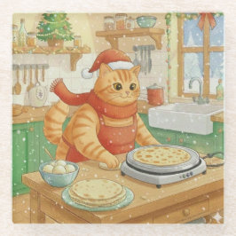 Norwegian Cat Making Christmas Lefse, Coaster Glazen Onderzetter