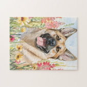 Norwegian Elkhound Watercolor Puzzle Legpuzzel (Horizontaal)