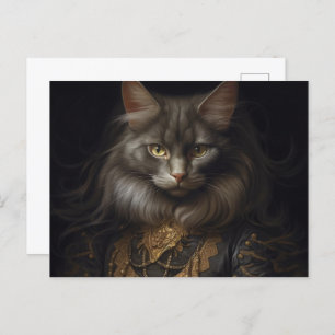 Norwegian Forest black Cat Briefkaart