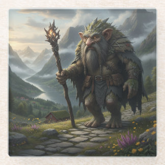 Norwegian Mountain Troll-Folklore Art Glazen Onderzetter