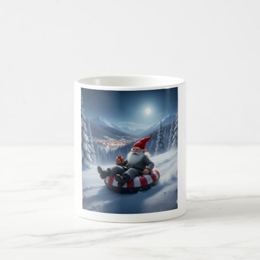 Norwegian Nisse Sledding, Coffee Mug Koffiemok (Center)