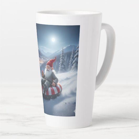 Norwegian Nisse Sledding, Latte Mug (Angle droit)