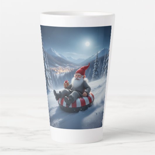 Norwegian Nisse Sledding, Latte Mug Latte Mok (Voorkant)