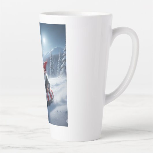 Norwegian Nisse Sledding, Latte Mug Latte Mok (Rechts)