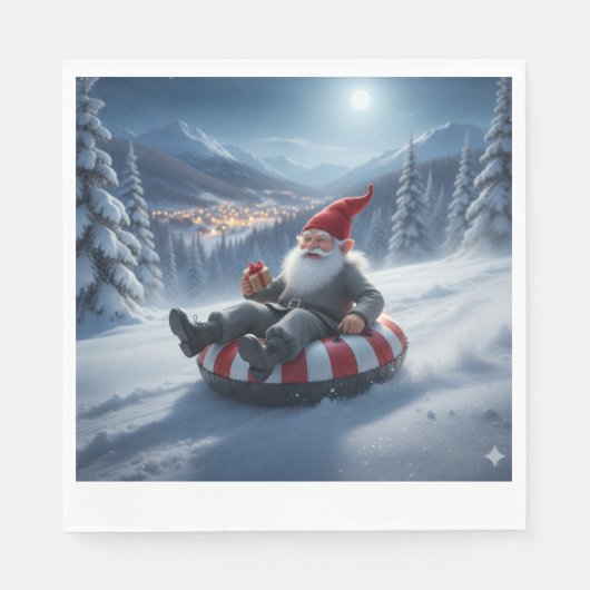 Norwegian Nisse Sledding, Napkins Servet (Voorkant)