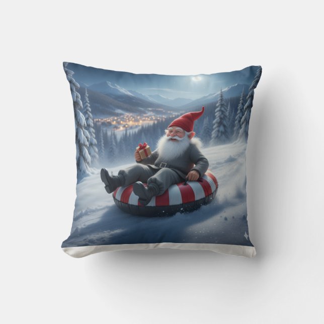 Norwegian Nisse Sledding, Throw Pillow Kussen (Voorkant)