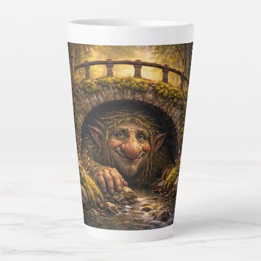 Norwegian Troll Hiding Under Bridge, Latte Mug Mok (Voorkant)