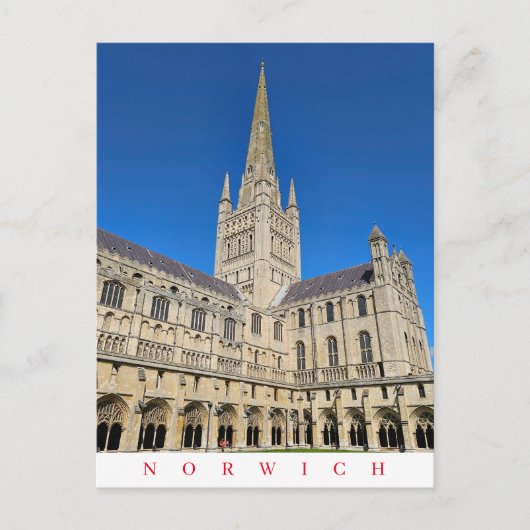 Norwich Cathedral uitzicht briefkaart (Voorkant)