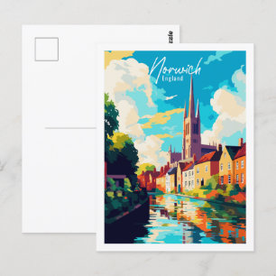 Norwich Engeland vintage reizen Briefkaart