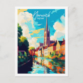 Norwich Engeland vintage reizen Briefkaart (Voorkant)