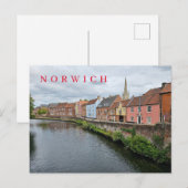 Norwich rivier zicht op ansichtkaart briefkaart (Voorkant / Achterkant)