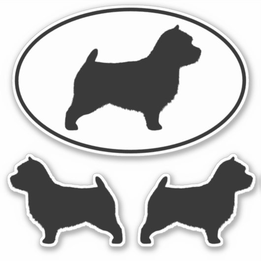Norwich Terrier Dog Silhouettes Vinyl Sticker Set (Voorkant)