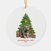 Norwich Terrier Hond Gepersonaliseerde Kerstmis Keramisch Ornament (Voorkant)
