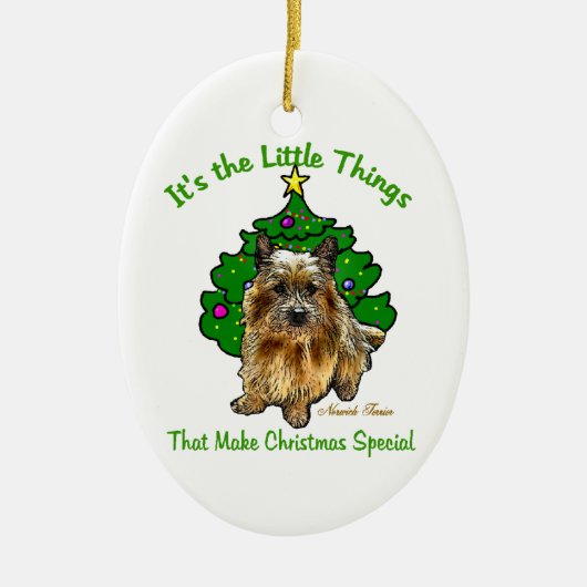 Norwich Terrier Lovers Kerstmis Keramisch Ornament (Voorkant)