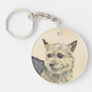 Norwich Terrier Painting - Cute Original Dog Art Sleutelhanger