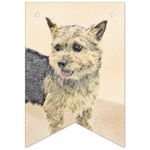 Norwich Terrier Painting - Cute Original Dog Art Vlaggetjes