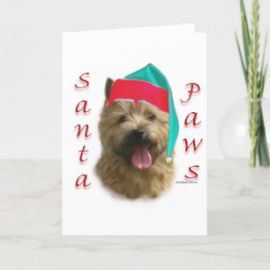 Norwich Terrier Santa Paws Feestdagen Kaart