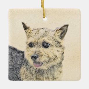 Norwich Terrier Schilderij - Mooie Originele Honde Keramisch Ornament