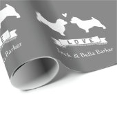 Norwich Terrier Silhouetten Koppel met Tekst Cadeaupapier (Rol Hoek)