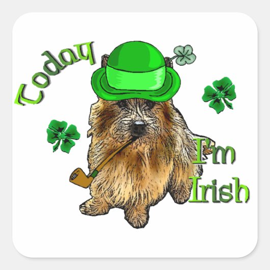Norwich Terrier St Patricks Vierkante Sticker (Voorkant)