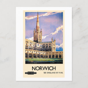 Norwich-trein adverteren poster briefkaart