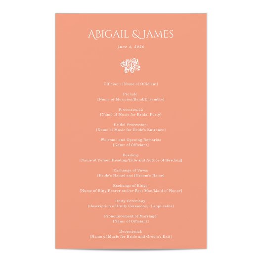 Norwich Wedding Programme