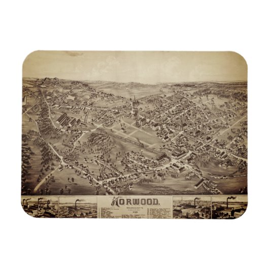 Norwood, MA  Map 1882 Magneet (Horizontaal)