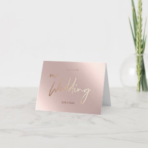 Nos Cartes de Mariage Faux Feuille Rose Doré