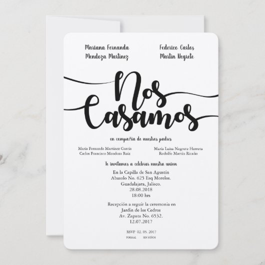 NOS CASAMOS INVITATION ESPAGNOLE WEDDIN (Devant)