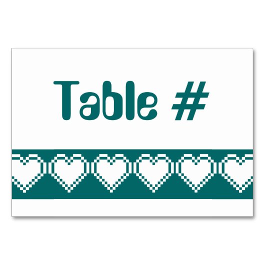 Nos Coeurs 8 bits dans la carte de table Turquoise (Devant)