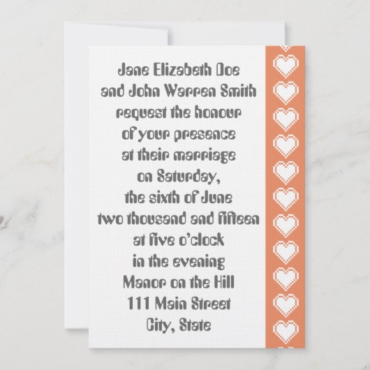 Nos Coeurs 8 bits dans le Faire-part de mariage co (Devant)