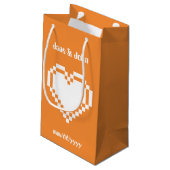 Nos cœurs 8 bits dans un sac cadeau orange (Dos Angle)