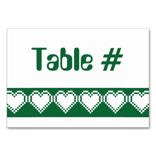 Nos Coeurs 8 bits en carte de table verte (Devant)