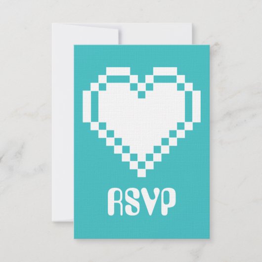 Nos Coeurs 8 bits en carte RSVP Turquoise (Devant)