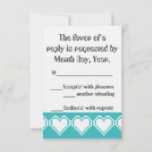 Nos Coeurs 8 bits en carte RSVP Turquoise (Dos)