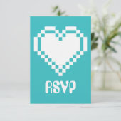 Nos Coeurs 8 bits en carte RSVP Turquoise (Debout devant)