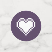 Nos Coeurs 8 bits en Confetti de table violette (Petit recto)
